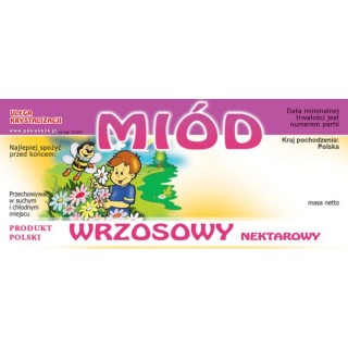 Paczka etykiet na miód wrzosowy (100szt) - wzór E1042
