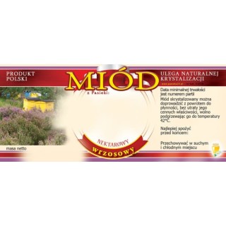Paczka etykiet na miód wrzosowy (100szt) - wzór E1038