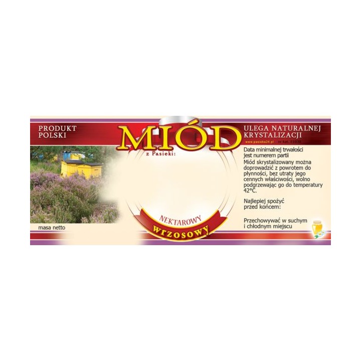 Paczka etykiet na miód wrzosowy (100szt) - wzór E1038