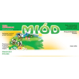 Paczka etykiet na miód - uniwersalna (100szt) - wzór E1045
