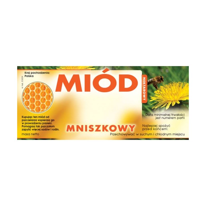 Paczka etykiet na miód mniszkowy (100szt) - wzór E1034