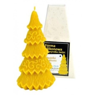Silikonowa forma na świece - Choinka zdobiona - mała - (14,5 cm) - wzór FS18