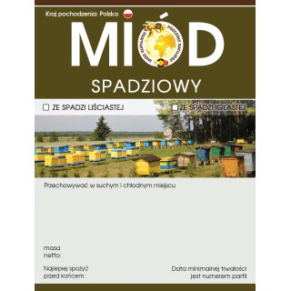Paczka etykiet z logo akcji na miód spadziowy (100szt) - wzór E616LOGO