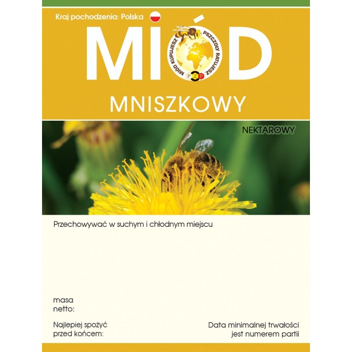 Paczka etykiet z logo akcji na miód mniszkowy (100szt) - wzór E619LOGO