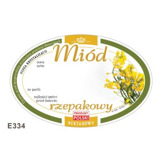 Paczka etykiet owalnych na miód rzepakowy (100szt) - wzór E334
