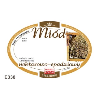 Paczka etykiet owalnych na miód nektarowo-spadziowy (100szt) - wzór E338
