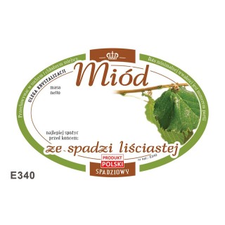 Paczka etykiet owalnych na miód ze spadzi liściastej (100szt) - wzór E340