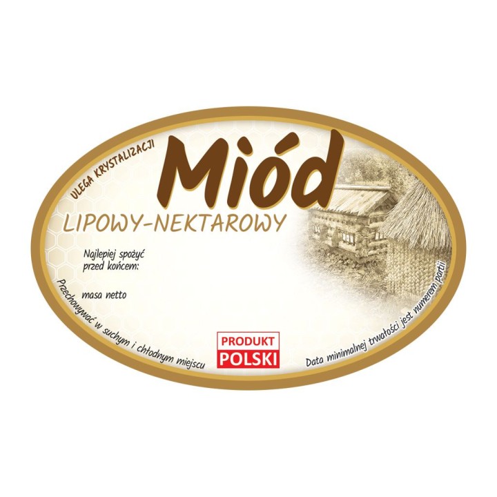 Paczka etykiet owalnych na miód lipowy (100szt) - wzór E361