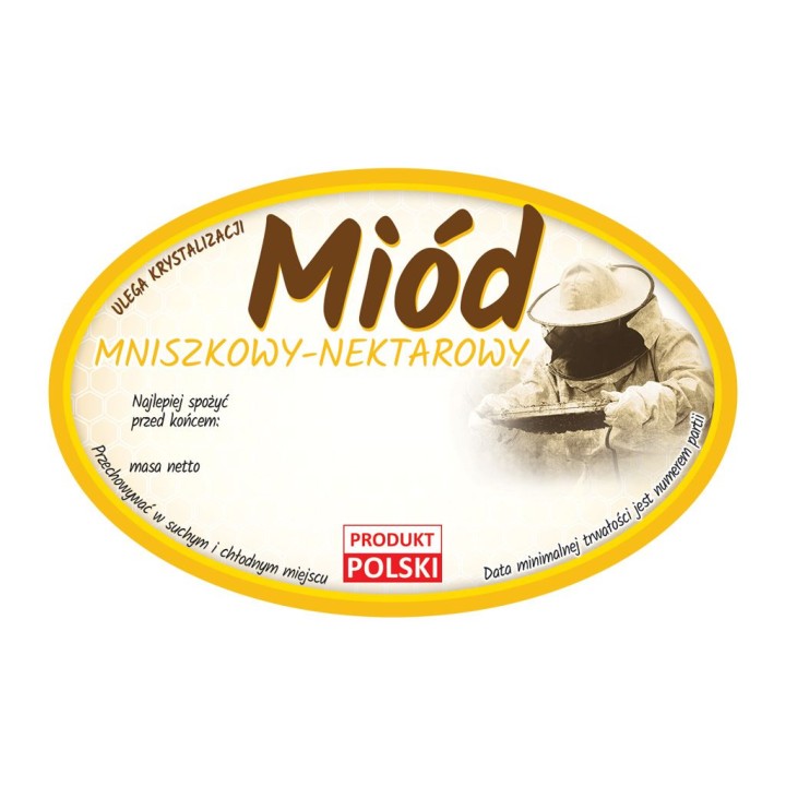 Paczka etykiet owalnych na miód mniszkowy (100szt) - wzór E362