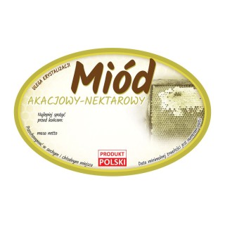 Paczka etykiet owalnych na miód akacjowy (100szt) - wzór E363