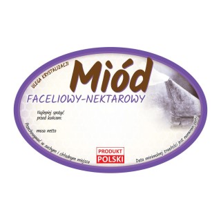 Paczka etykiet owalnych na miód faceliowy (100szt) - wzór E367