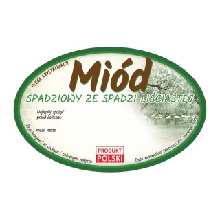 Paczka etykiet owalnych na miód ze spadzi liściastej (100szt) - wzór E370