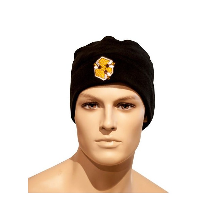 Czapka z haftem z motywem pszczelarskim - PSZCZOŁY -  mikropolar, czarna - wzór CZA5