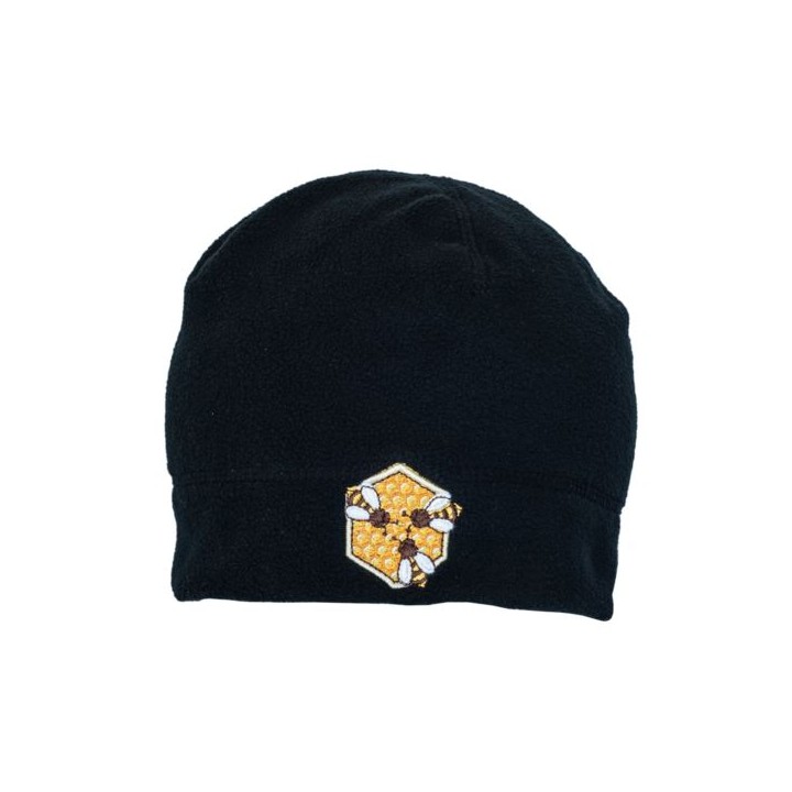 Czapka z haftem z motywem pszczelarskim - PSZCZOŁY -  mikropolar, czarna - wzór CZA5