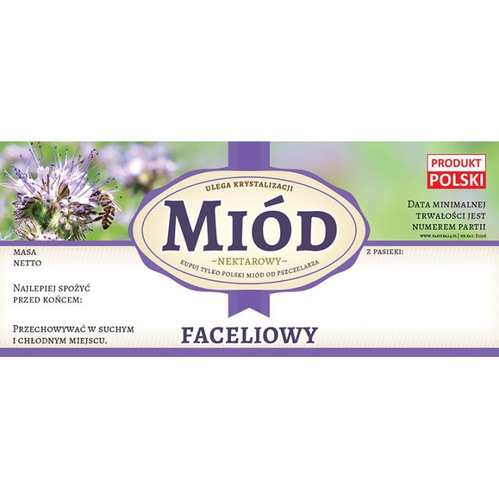 Paczka etykiet na miód faceliowy (100szt) - wzór E1258