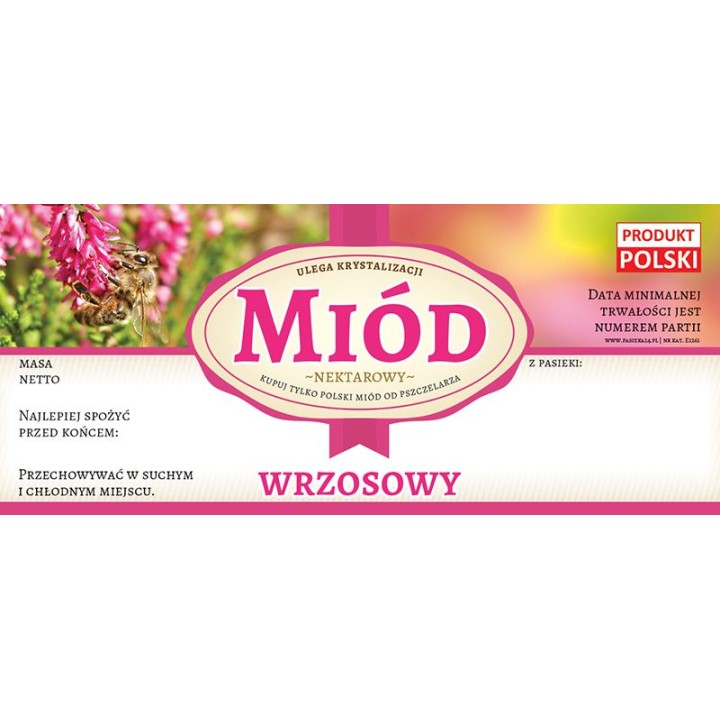 Paczka etykiet na miód wrzosowy (100szt) - E1261