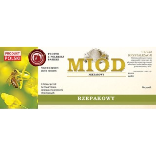 Paczka dużych etykiet na miód rzepakowy (100szt) - wzór E162