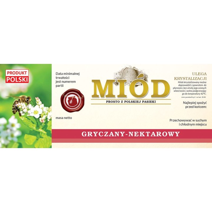 Paczka dużych etykiet na miód gryczany (100szt) - wzór E163