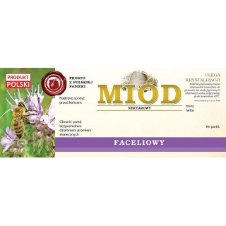 Paczka dużych etykiet na miód faceliowy (100szt) - wzór E164