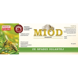 Paczka dużych etykiet na miód ze spadzi iglastej (100szt) - wzór E166