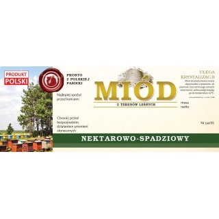 Paczka dużych etykiet na miód z terenów leśnych nektarowo-spadziowy (100szt) - wzór E168
