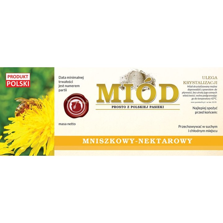 Paczka dużych etykiet na miód mniszkowy (100szt) - wzór E170