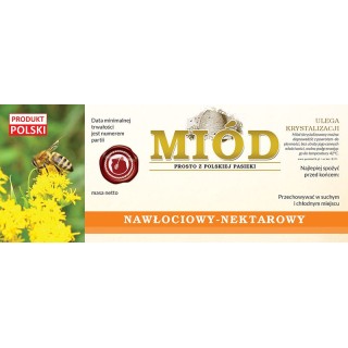 Paczka dużych etykiet na miód nawłociowy (100szt) - wzór E171