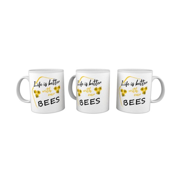 Kubek z motywem pszczelarskim "LIFE IS BETTER WITH OUR BEES" - KUB30