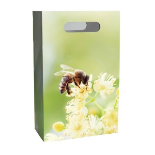 Torba papierowa prezentowa na produkty pszczele, na dwa słoiki z miodem -  TP3f