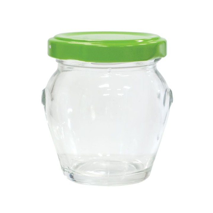 Paczka 15 szt słoiczków 106 ml ORCIO z nakrętkami w kolorze zielonym - wzór A12g