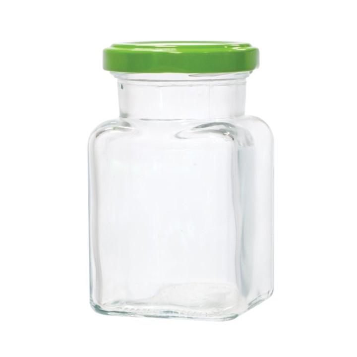 Paczka 15 szt słoiczków 150 ml z nakrętkami w kolorze zielonym - A29g