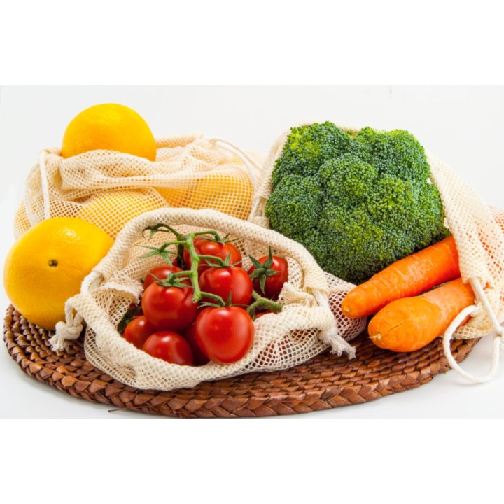 Woreczek z siatki bawełnianej na warzywa, owoce EKO rozm. 30x40cm (1szt) - WEKS3