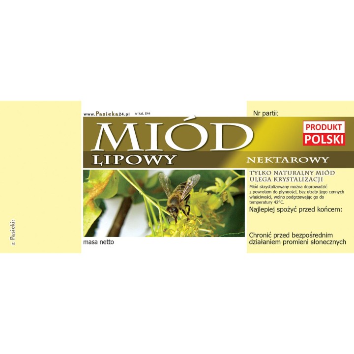 Paczka etykiet na miód lipowy (100szt) - wzór E44