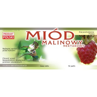 Paczka etykiet na miód malinowy – wzór E22