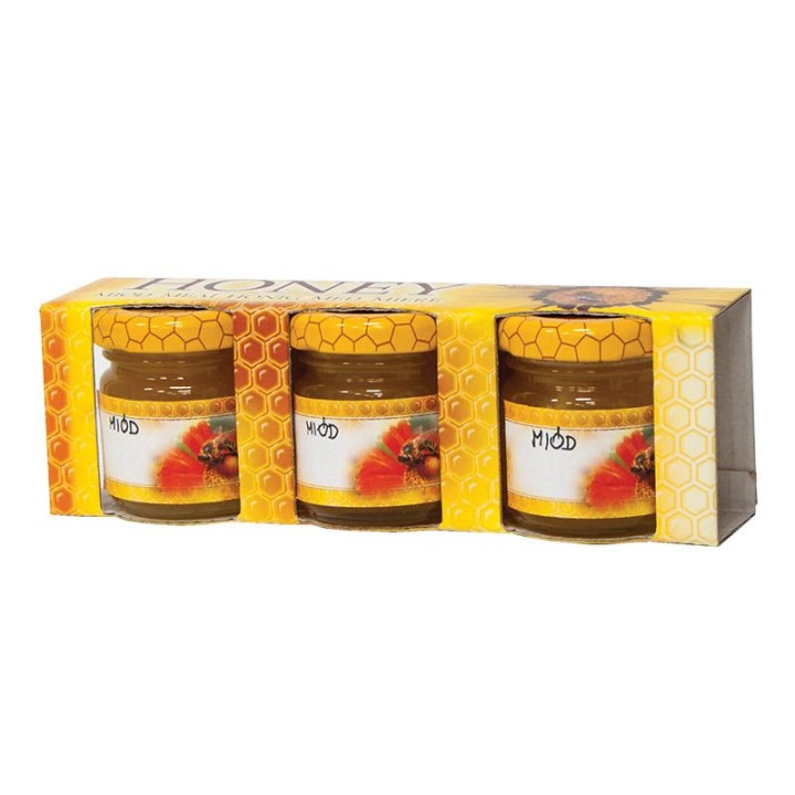 Pudełko HONEY na 3 słoiki 50g (35ml) wraz z mini etykietkami (10szt) – P3c