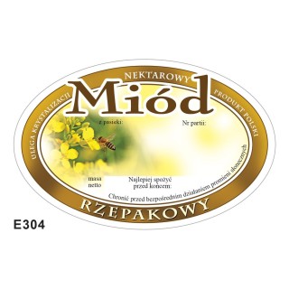 Paczka etykiet owalnych na miód rzepakowy (100szt) - wzór E304
