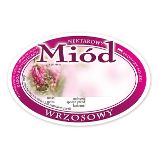 Paczka etykiet owalnych na miód wrzosowy (100szt) - wzór E307