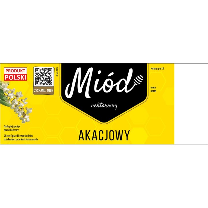 Paczka dużych etykiet na miód akacjowy (100szt) - wzór E183
