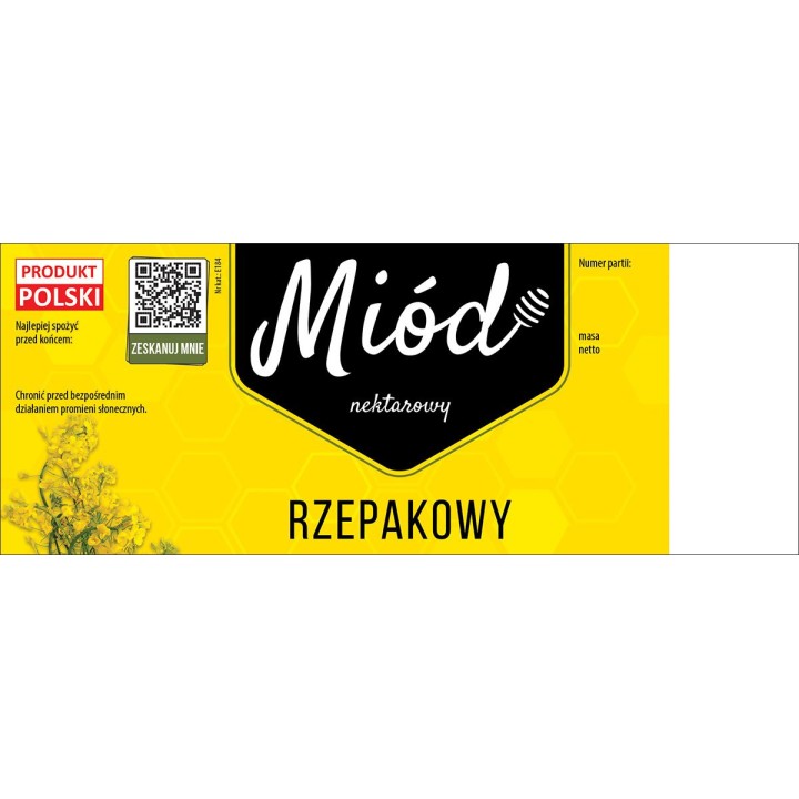 Paczka dużych etykiet na miód rzepakowy (100szt) - wzór E184