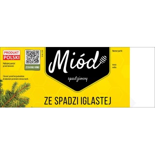 Paczka dużych etykiet na miód spadziowy ze spadzi iglastej (100szt) - wzór E189