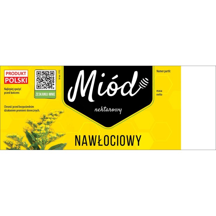 Paczka dużych etykiet na miód nawłociowy (100szt) - wzór E192