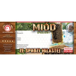 Paczka etykiet na miód spadziowy ze spadzi iglastej (100szt) - wzór E1287