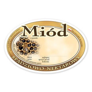 Paczka etykiet owalnych na miód spadziowo-nektarowy (100szt) - wzór E311