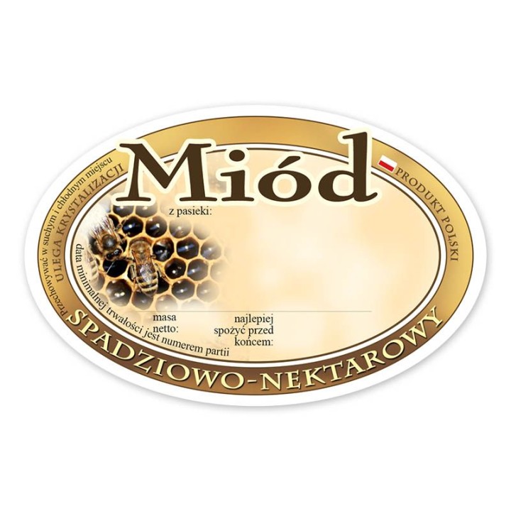 Paczka etykiet owalnych na miód spadziowo-nektarowy (100szt) - wzór E311