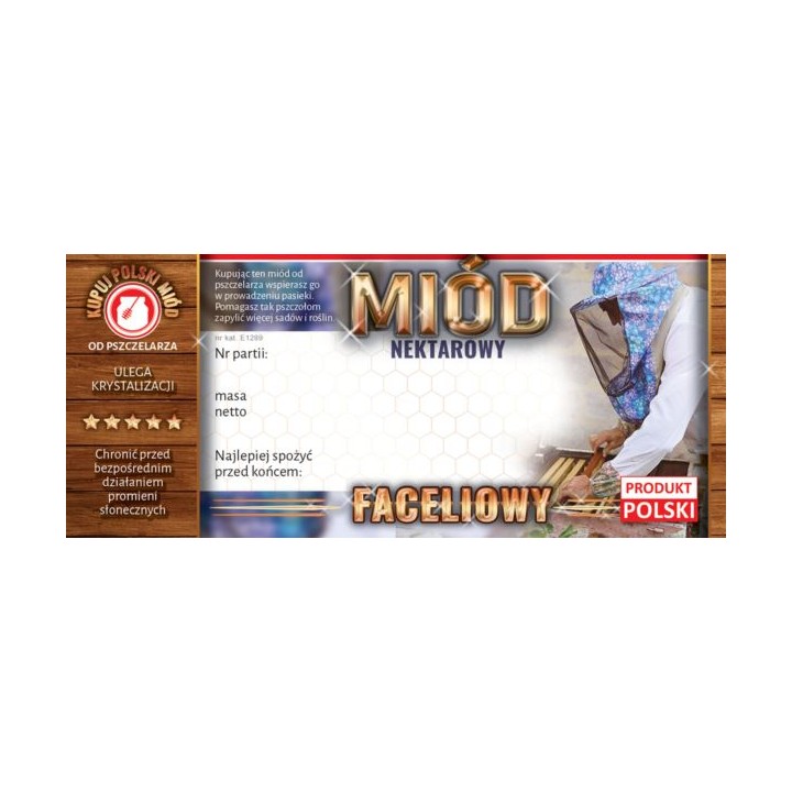 Paczka etykiet na miód faceliowy (100szt) - wzór E1289