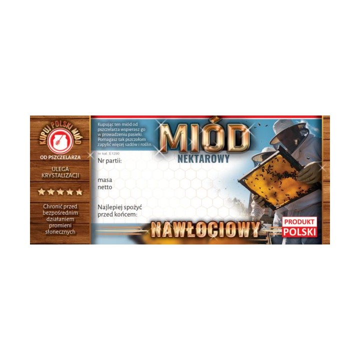 Paczka etykiet na miód nawłociowy (100szt) - wzór E1290