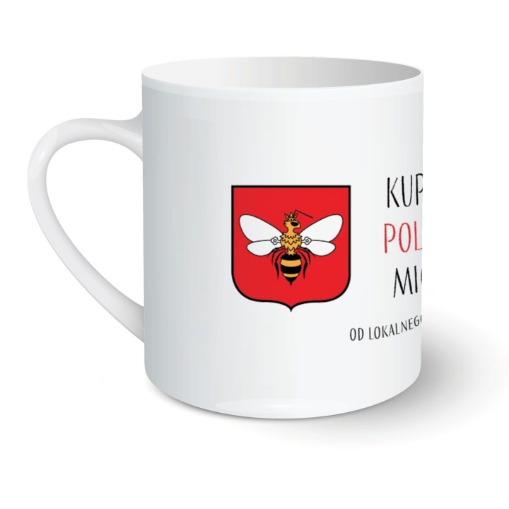 Kubek z motywem pszczelarskim  "KUPUJ POLSKI MIÓD" - KUB35