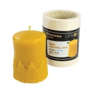 Silikonowa forma na świece - Walec z koronką - mały - wzór FS146