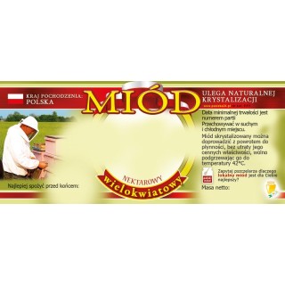 Paczka etykiet na miód wielokwiatowy (100szt) - wzór E50