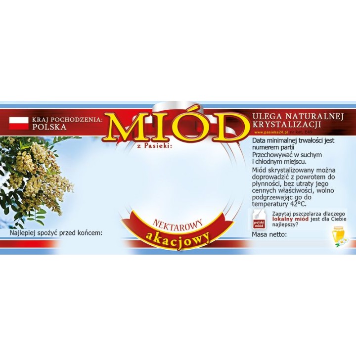 Paczka etykiet na miód akacjowy (100szt) - wzór E53